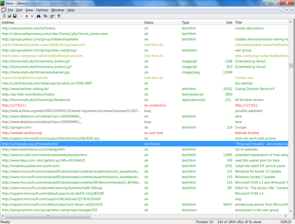 Xenu Link Sleuth Screenshot