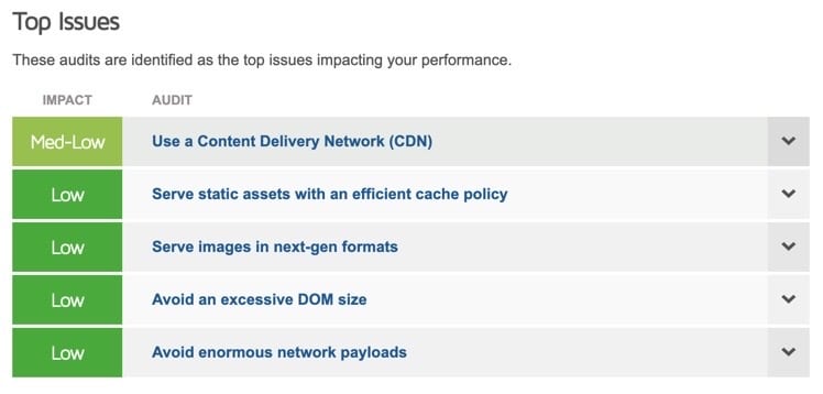 GTmetrix Top Issues